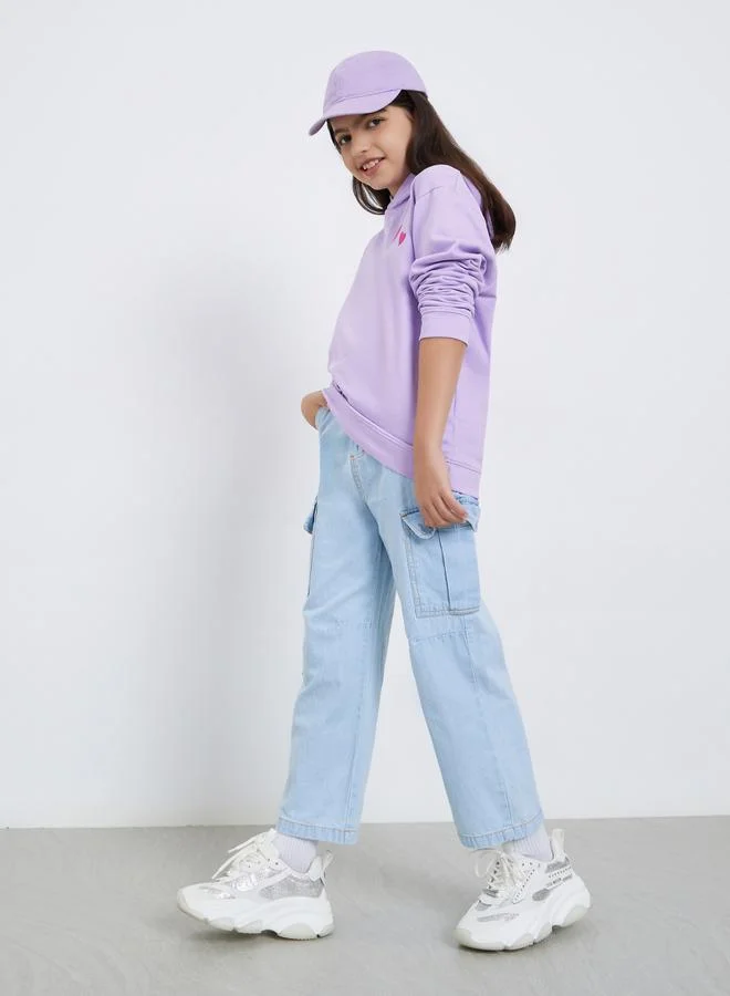 ستايلي جينز كارغو قطن بأرجل مستقيمة