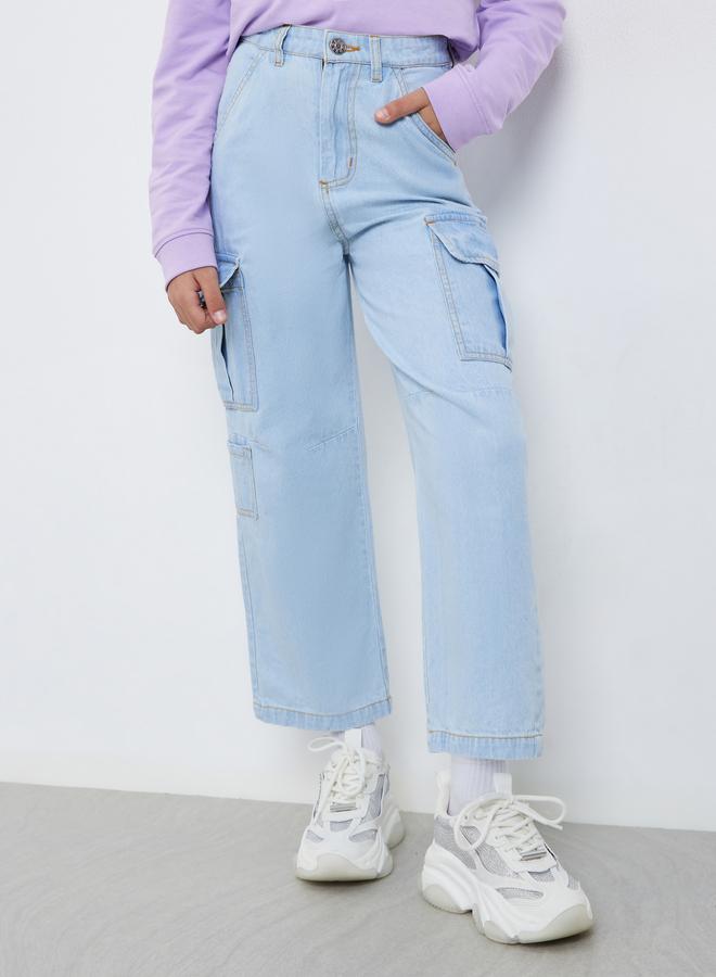 ستايلي جينز كارغو قطن بأرجل مستقيمة - Image 1