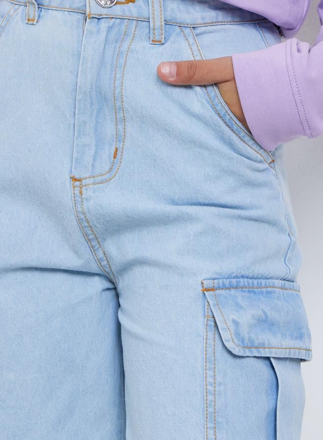 ستايلي جينز كارغو قطن بأرجل مستقيمة - Image 3