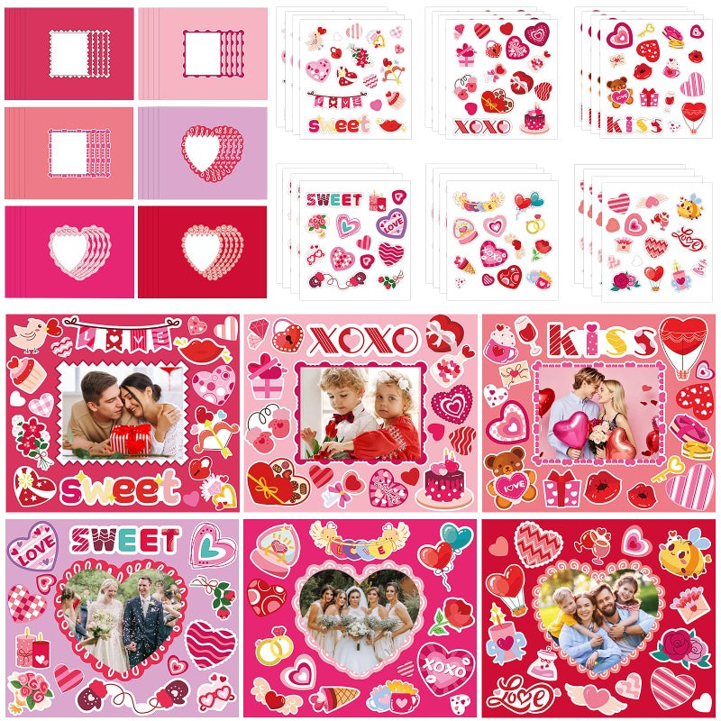 FOIMAS Valentine's Day Picture Frame Craft Kit, 24 Pack Sweet Love DIY Photo Frame Paper Craft for Valentine's Day Gift Craft Home Decoration - Image 1