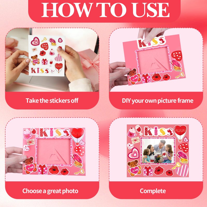 FOIMAS Valentine's Day Picture Frame Craft Kit, 24 Pack Sweet Love DIY Photo Frame Paper Craft for Valentine's Day Gift Craft Home Decoration - Image 3