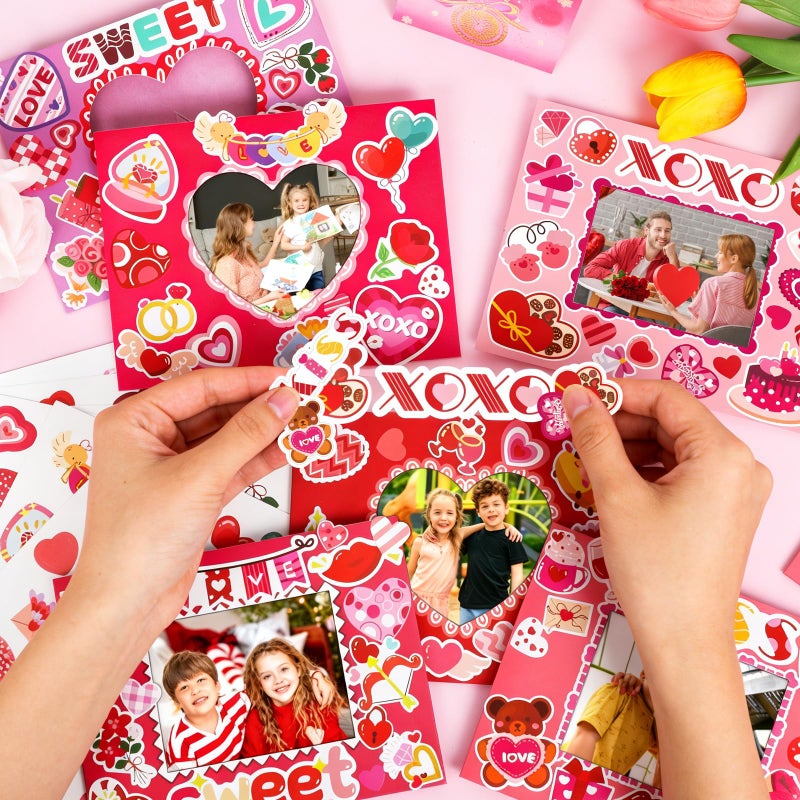 FOIMAS Valentine's Day Picture Frame Craft Kit, 24 Pack Sweet Love DIY Photo Frame Paper Craft for Valentine's Day Gift Craft Home Decoration - Image 4