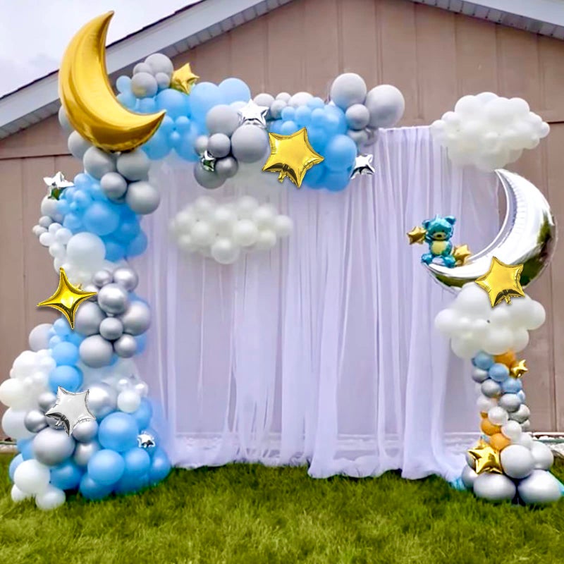 SONICEBUY 54Pcs Star Foil Balloons Moon Foil Mylar Balloons Kit with 50Pcs Gold Star Balloons and 4Pcs Large Moon Foil Balloons for Baby Shower Christmas Anniversary Engagement Wedding Birthday Party Decoration - Image 5