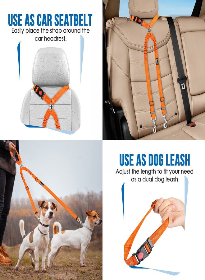 Lukovee Double Dog Seat Belt, New Dual Pet Car Headrest Restraint Safety Seatbelt No Tangle Dog Leash Duty Adjust Elastic Bungee Puppy Lead Splitter Connect Harness in Vehicle Travel for 2 Dogs (OR) - Image 5