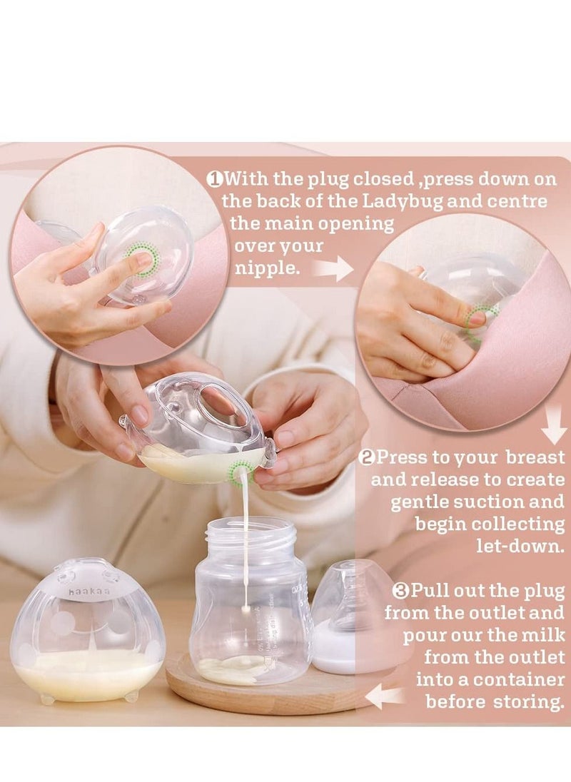 haakaa - Haakaa Ladybug Breast Milk Collector Breast Shells Wearable Nursing Cups Breastmilk Saver Letdown Catcher for Pumping, Breastfeeding Moms, Protect Sore Nipples (75 ml x 2) - Image 1