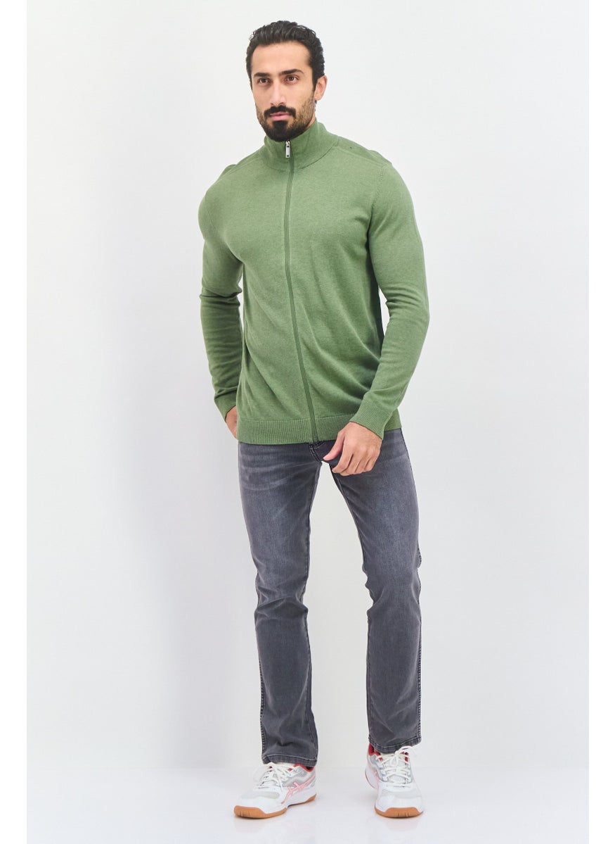Selected Homme Men Mock Neck Long Sleeve Textured Sweatshirt, Green  - Image 4