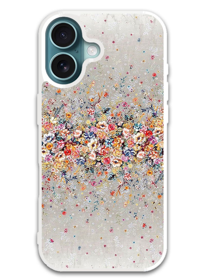Theodor Protective Case Cover For APPLE IPHONE 16 Plus Small Flowers Abstract Art (White Bumper) - Image 1