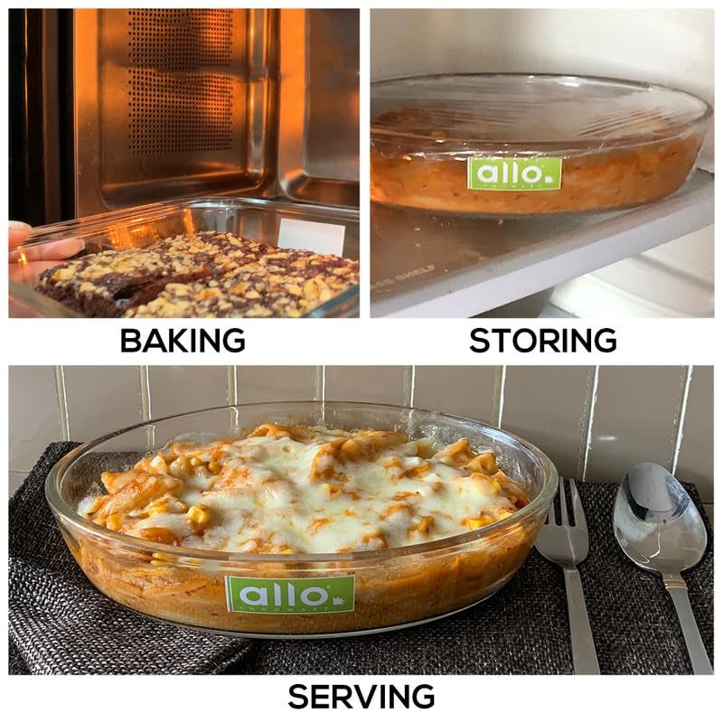 Allo Borosilicate Oval Glass Baking Dish, Baking Tray, Oven and Microwave Safe, 1600ml, Transparent - Image 4