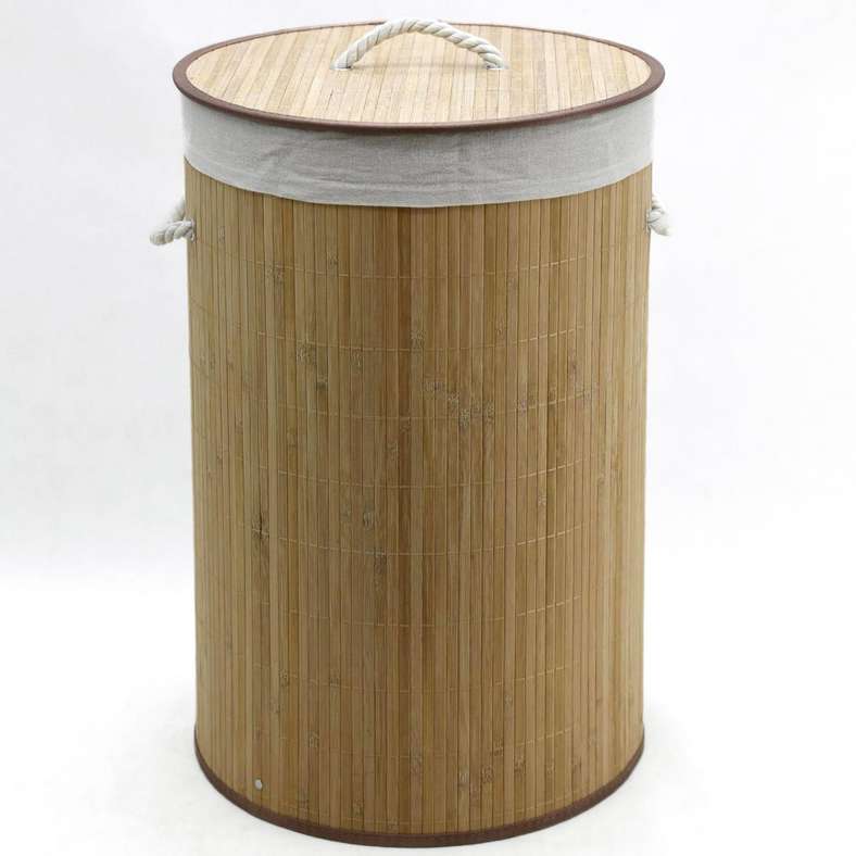Pan Home Foldable Bamboo Round Laundry Hamper - Natural - Image 4