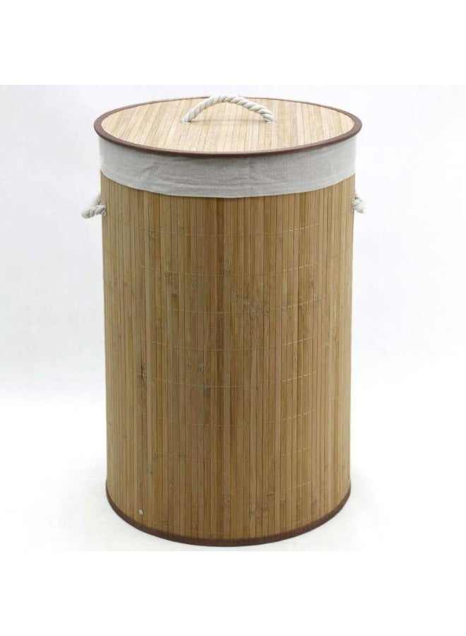 Pan Home سلة غسيل دائرية قابلة للطي من الخيزران - طبيعية - Image 4