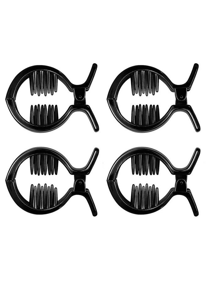 Teensery 4 Pcs Black Plastic Hair Claw Clips Fish Shape Hair Jaw Clips Clamps Non Slip Hair Barrettes Ponytail Holder Hair Accessories for Women and Girls  - Image 1
