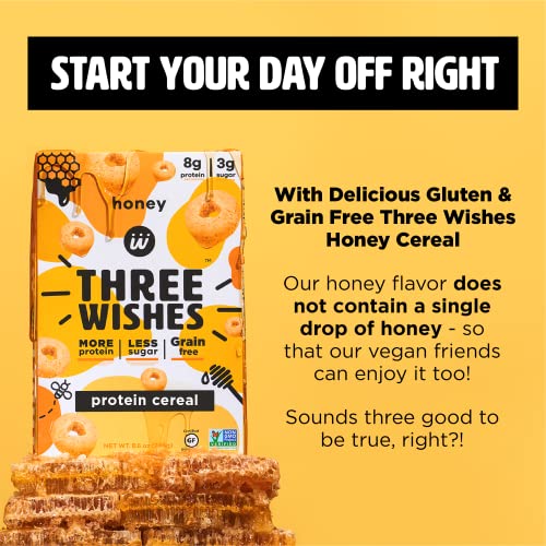 Three Wishes Protein and Gluten-Free Breakfast Cereal by Three Wishes (1-Pack) - High Protein and Low Sugar Snack - Vegan, Kosher, Grain-Free and Dairy-Free - Non-GMO (Honey) - Image 3