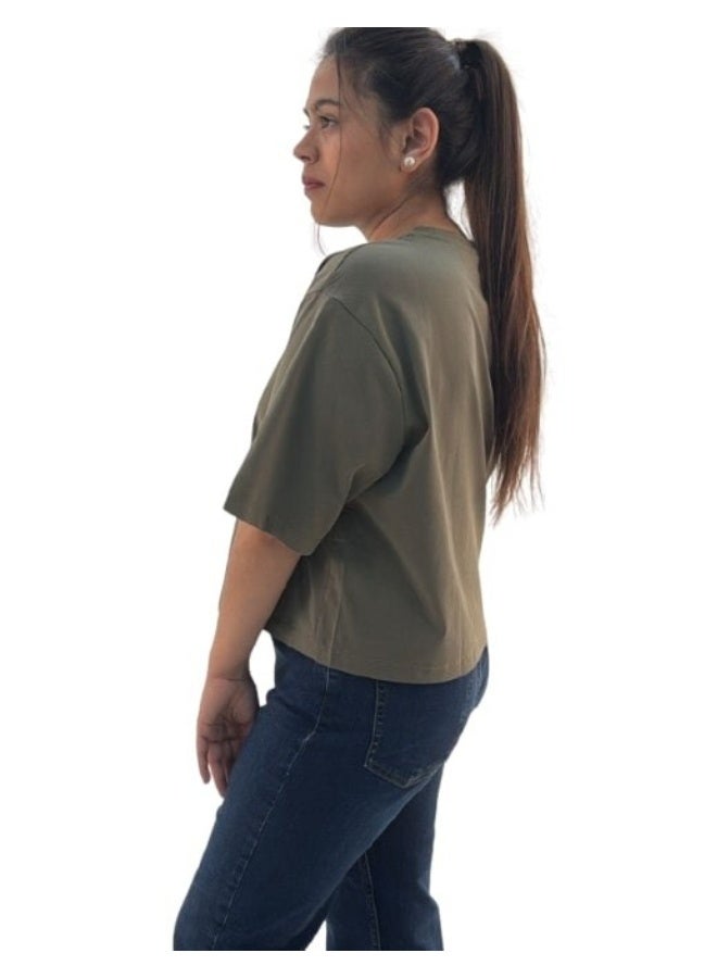 JOANNA JOANNA 193297 Women's Oversized Crew Neck Short Sleeve T-Shirt - Green - Image 2
