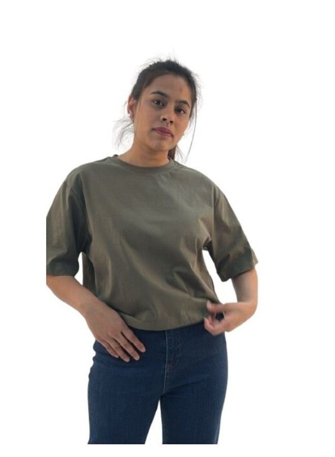 JOANNA JOANNA 193297 Women's Oversized Crew Neck Short Sleeve T-Shirt - Green - Image 1