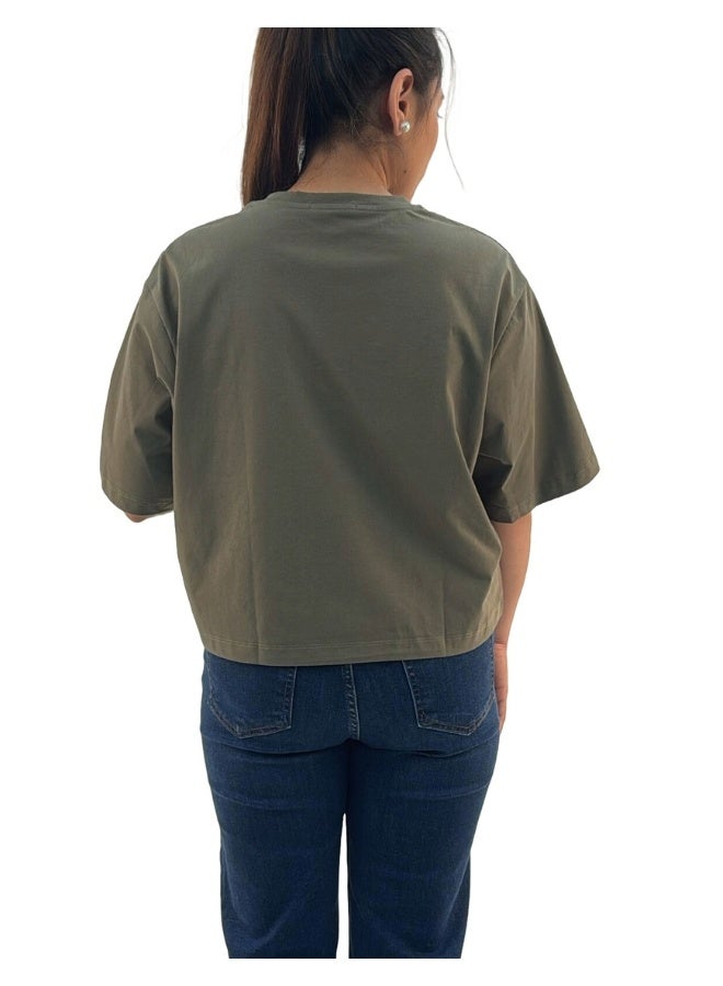 JOANNA JOANNA 193297 Women's Oversized Crew Neck Short Sleeve T-Shirt - Green - Image 3
