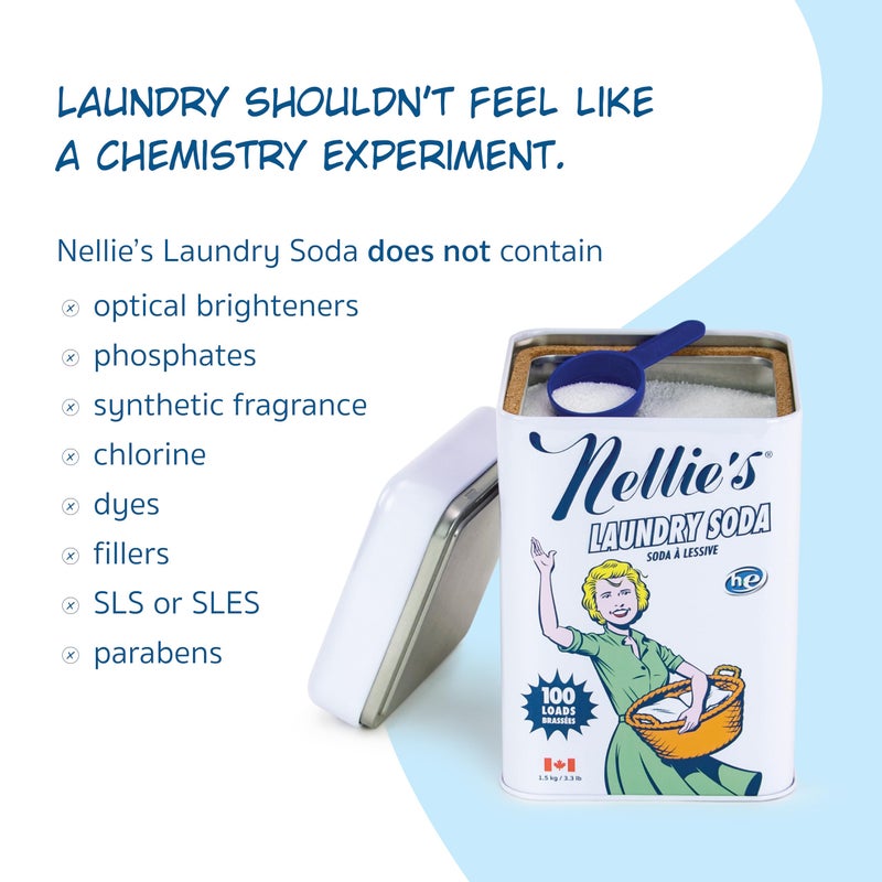Nellie's Laundry Soda - Concentrated Laundry Detergent Powder - 100 Load - Gentle on Skin and Environment - Fragrance-Free - (Made in Canada) - Image 3