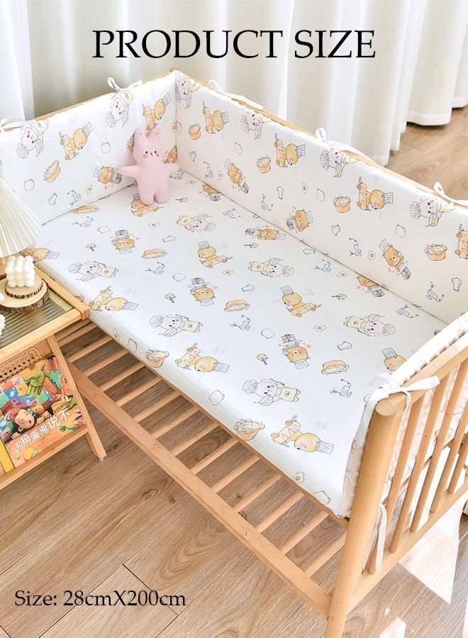 DUNISO وسادة حافة سرير الأطفال، لف سرير الأطفال مبطن، وسادة حماية سرير الأطفال، ناعمة، قابلة للتنفس، مضادة للاصطدام، مناسبة لحماية سياج السرير، 28*200 سم - Image 2