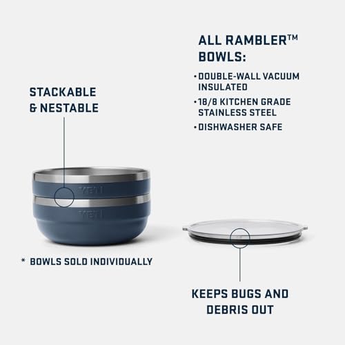 YETI Rambler Low Bowl Vacuum Insulated Stackable and Nestable Stainless Steel Bowl with Lid 16 Quart Ridgeline - Image 3