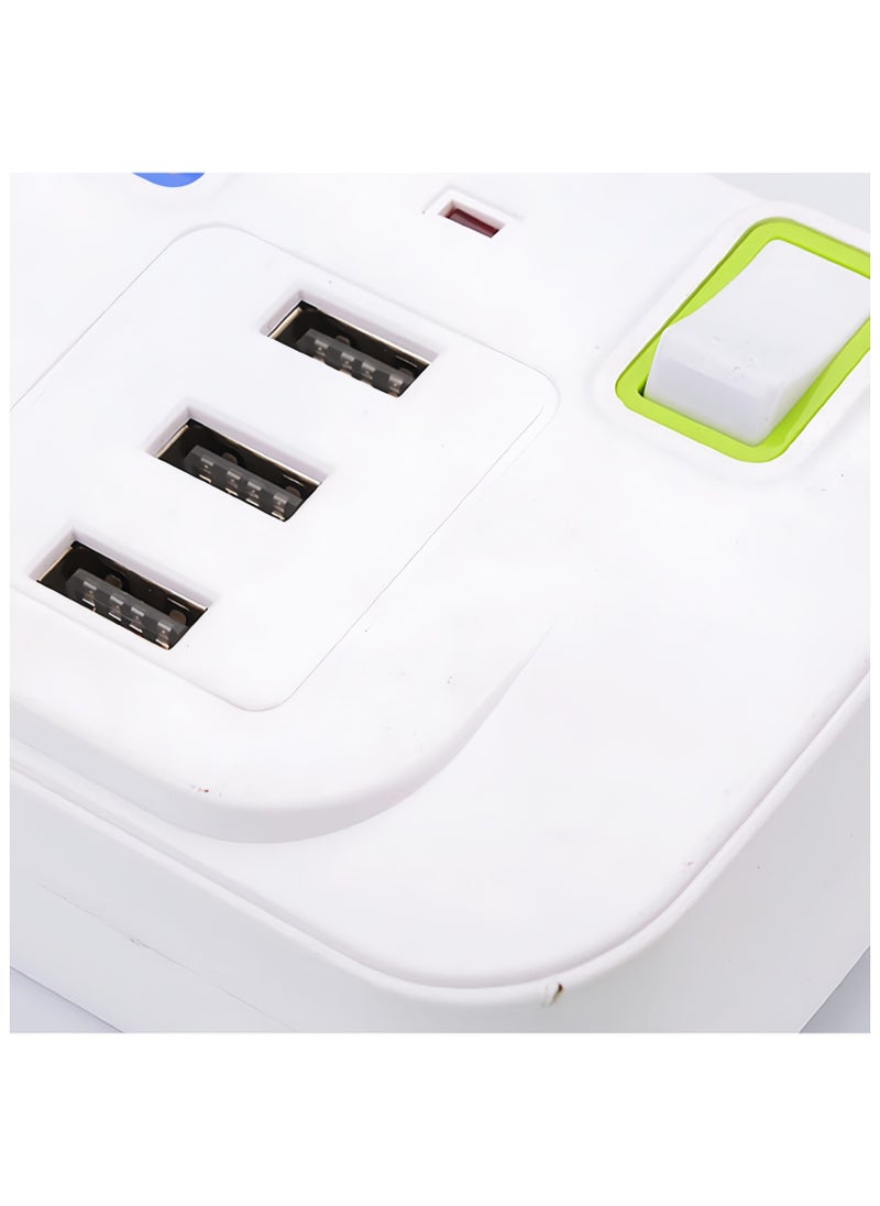 DRAVEN - GG Universal Multi Plug Extension Socket Adapter with 3 USB, 3 Way Wall Charger Multi Plug Power Extension Adapter Electrical Power Extender Outlet Charging Station UK 3 Pin  - Image 2