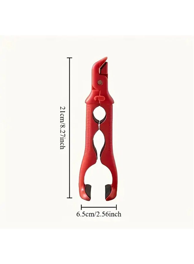 3 In 1 Heavy Duty Non Slip Kitchen Clamp Tool Rose Pink One Touch Lever Lock Heat Resistant Dish Opener Can Opener Plate Holder With PET Grip For Hot Pots Pans Dishes BBQ Outdoor Small Spaces - Image 3