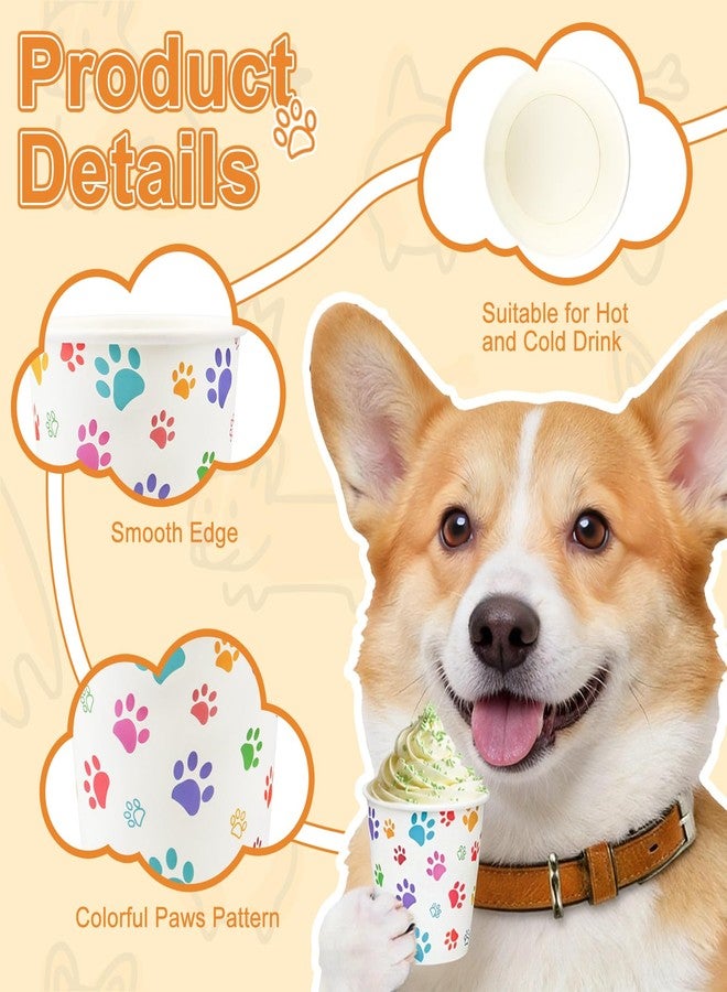 Hokoad 100 Pcs 3 oz Tiny Paper Cups, Disposable Pup Cups for Dogs Whip Cream, Dog Paw Pattern Mouthwash Cups, Pet Theme Birthday Party Supplies for Dog Birthday Travel Puppy Food Treat Feeding - Image 3