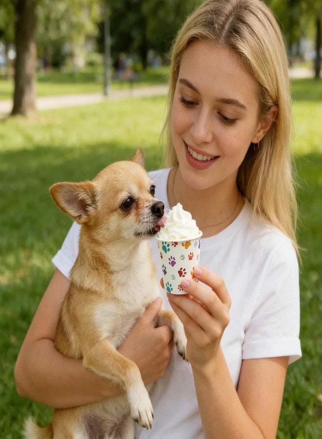 Hokoad 100 Pcs 3 oz Tiny Paper Cups, Disposable Pup Cups for Dogs Whip Cream, Dog Paw Pattern Mouthwash Cups, Pet Theme Birthday Party Supplies for Dog Birthday Travel Puppy Food Treat Feeding - Image 4