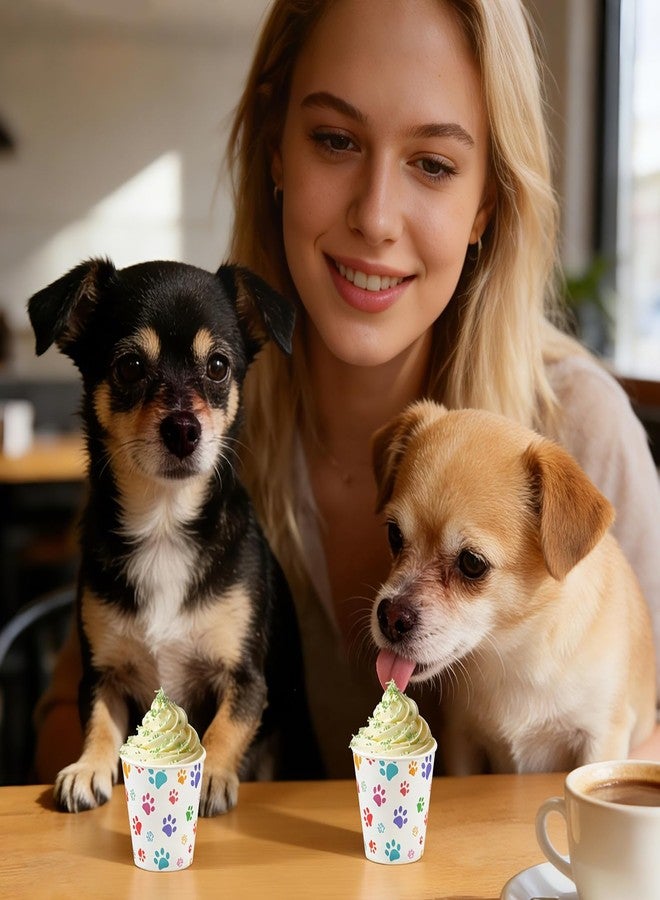 Hokoad 100 Pcs 3 oz Tiny Paper Cups, Disposable Pup Cups for Dogs Whip Cream, Dog Paw Pattern Mouthwash Cups, Pet Theme Birthday Party Supplies for Dog Birthday Travel Puppy Food Treat Feeding - Image 5