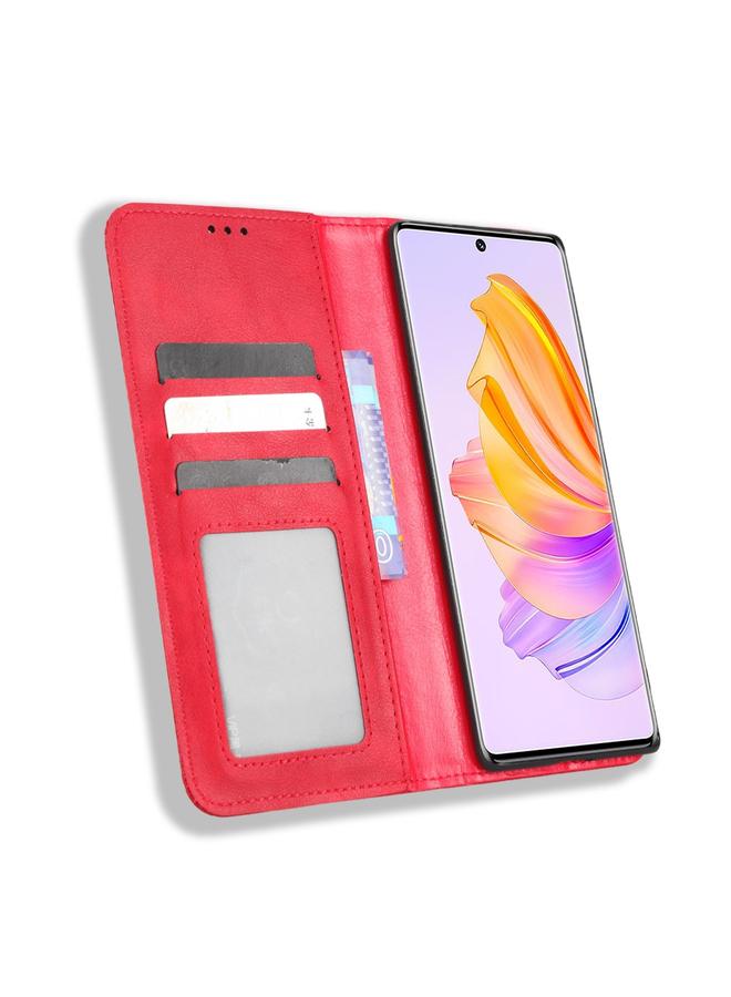 S-TOP Case For Honor 80 SE 5G Magnetic Buckle Retro Texture Leather Phone Case - Image 3