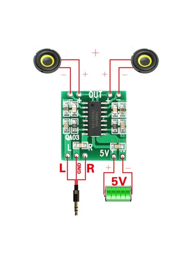 2-Pieces 8 Ohm 0.5W Mini Speakers with PAM8403 Audio Amplifier Module for DIY Electronics and Arduino Projects - Image 5