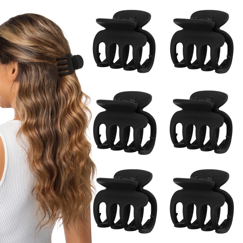 USDNICE 6 Pcs Hair Clips Small Claw Clips for Thin Hair Medium Matte Non-slip Hair Accessories for Women and Girls (Black) - Image 1