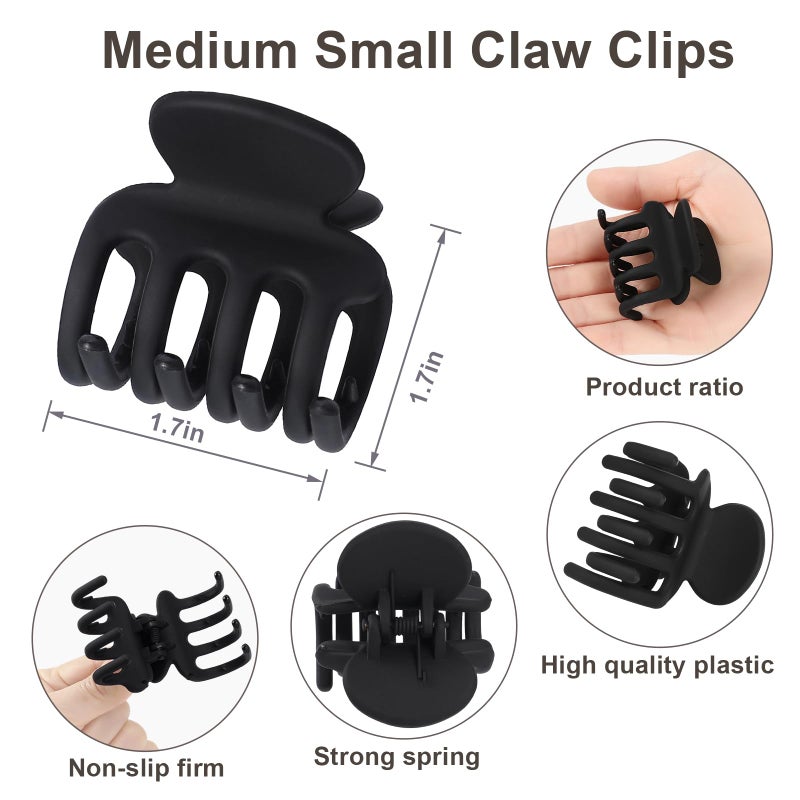 USDNICE 6 Pcs Hair Clips Small Claw Clips for Thin Hair Medium Matte Non-slip Hair Accessories for Women and Girls (Black) - Image 3