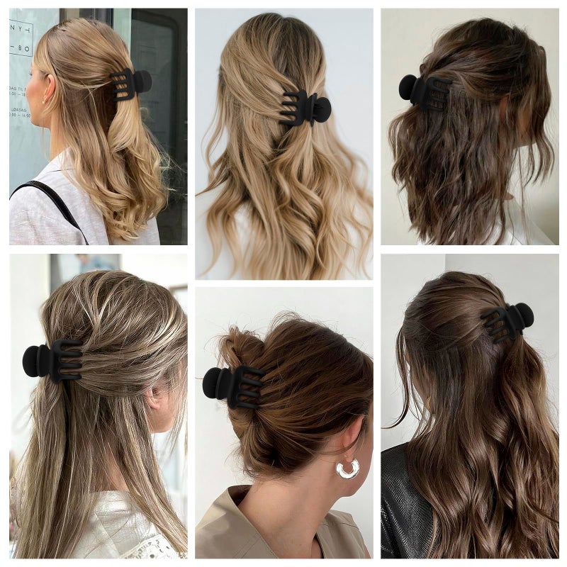 USDNICE 6 Pcs Hair Clips Small Claw Clips for Thin Hair Medium Matte Non-slip Hair Accessories for Women and Girls (Black) - Image 5
