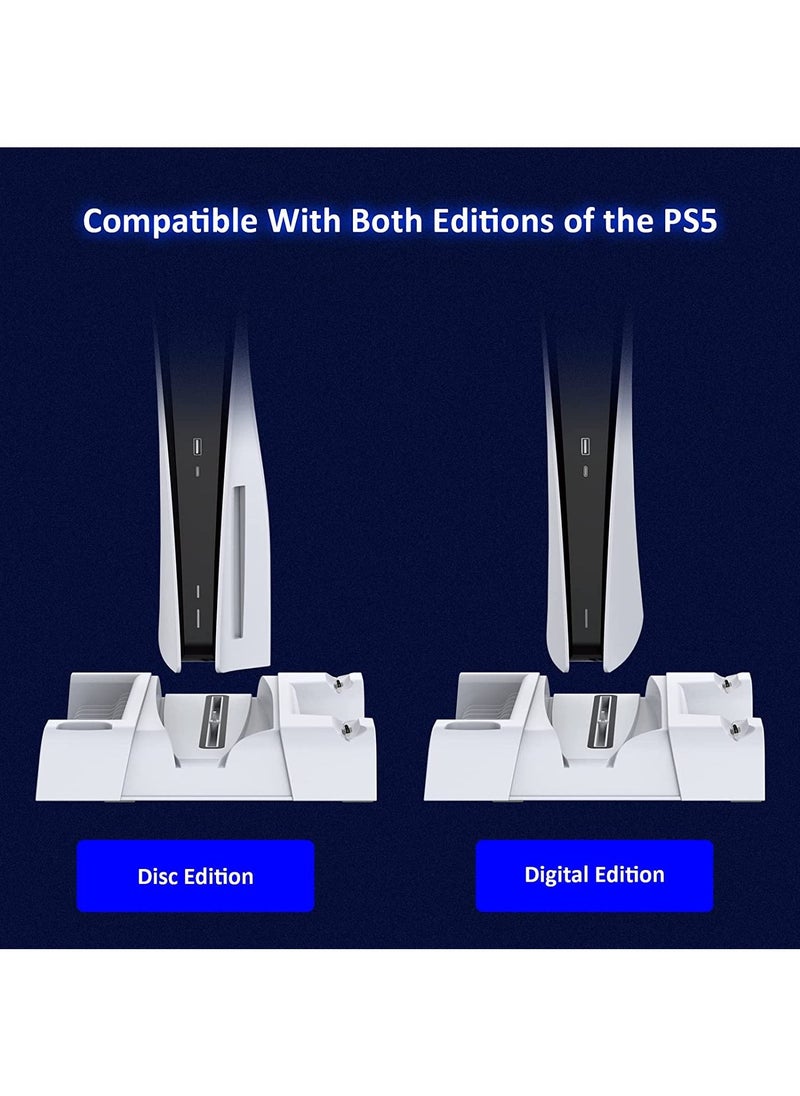 كينجتوب - قاعدة تبريد PS5 مع مراوح إضاءة LED ومحطة شاحن وحدة تحكم مزدوجة لجهاز Playstation 5 و 10 فتحات ألعاب ، أبيض - Image 1
