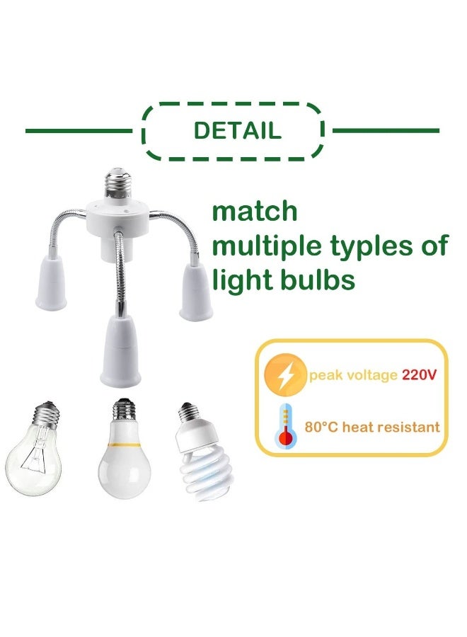Light Socket Splitter 4 in 1 Adapter Bulb Lamp Holder Converter Lengthen Standard LED Bulbs Holder Base Adapter for E26 or E27 Standard LED Bulbs 360 Degrees Rotation Adjustable 1 Pack - Image 3