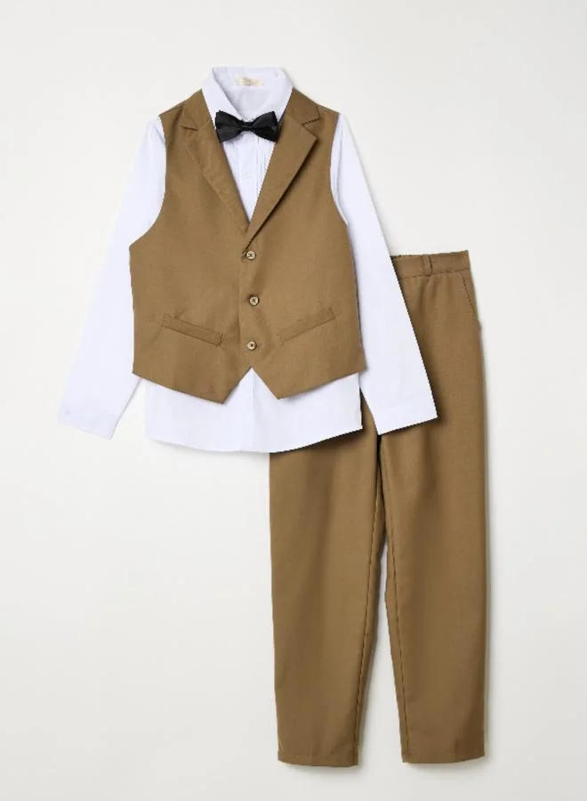 victor and jane Boys 4-Piece Waistcoat, Shirt, Trousers and Bow Tie Set