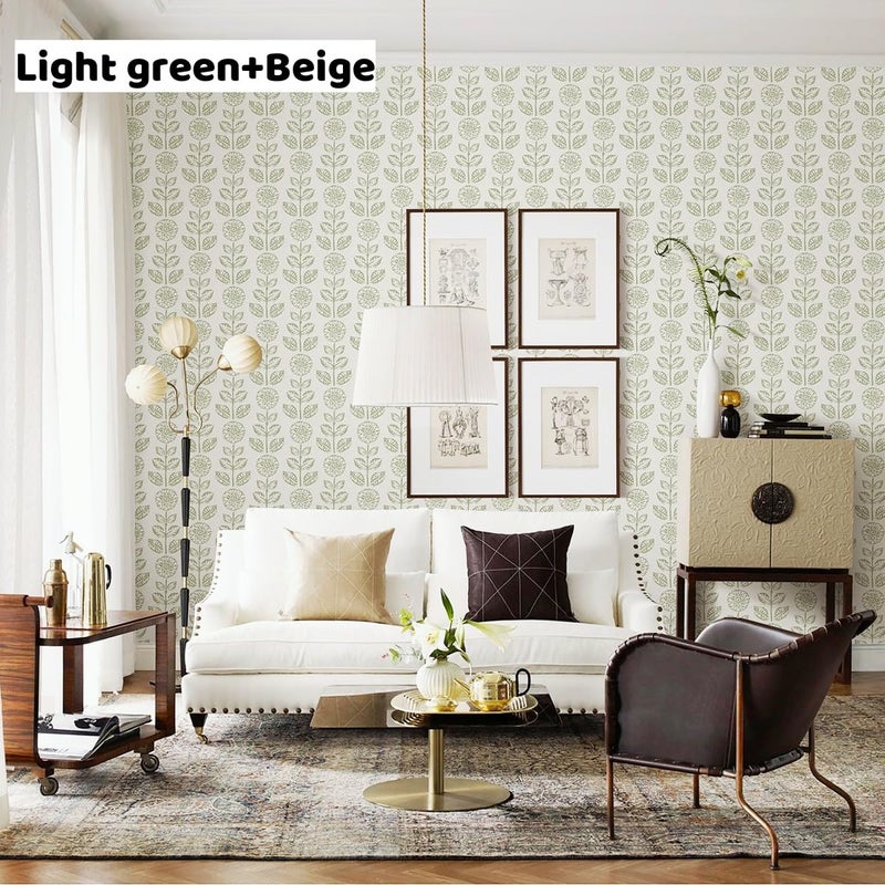 Wudnaye Vintage Floral Peel and Stick Wallpaper Beige Floral Contact Paper 17.7in Ã— 118.1in Tulip Self Adhesive Wallpaper Boho Flowers Removable Waterproof Wall Paper for Bathroom Bedroom Decorative - Image 3