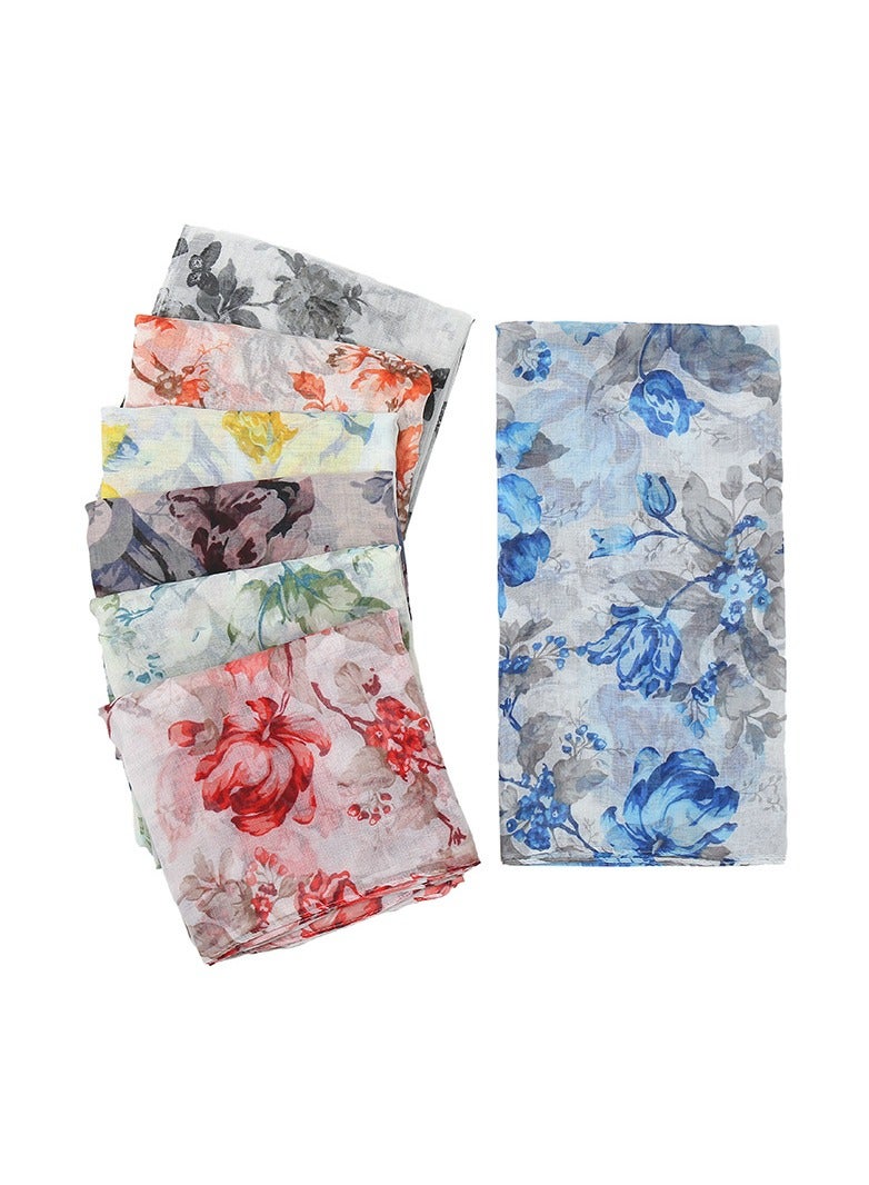 إسكدنيا New Balinese Scarf Women's Headband Wrapped Shawl Printed Flower Pattern Scarf Sun Protection Tourism Scarf Beach Scarf - Image 2