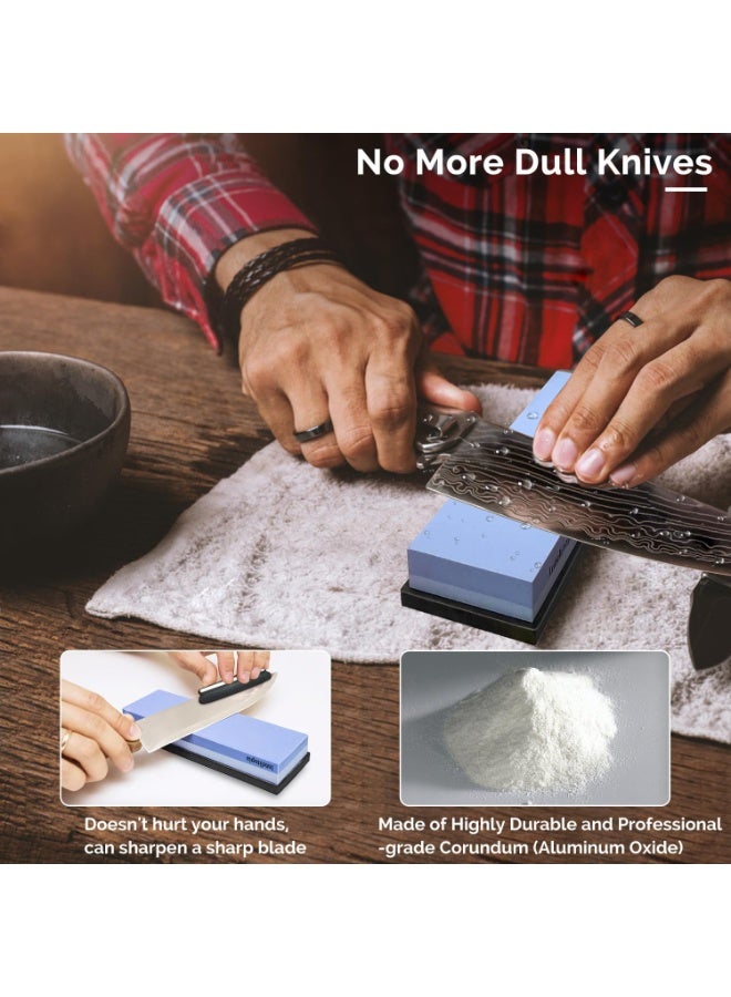 مجموعة حجر شحذ السكاكين 4 في 1 (400/1000/3000/8000 جريت) - مجموعة شحذ سكاكين المطبخ والخارجية مع الملحقات - Image 3