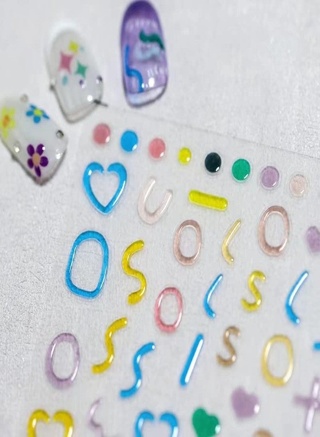 Dedyel New 5D Colorful Flowers Jelly Nail Stickers Cute Lines Colorful Peach Heart Nail Stickers for Nail Art Design DIY Colorful Creative Self-Adhesive Nail Art Stickers for Women Girls Kids (3 Sheets) - Image 2