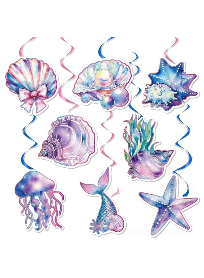 Bukela Mermaid-Themed Birthday Party Decorations, Sweet Happy Birthday Banner, Cute Shell & Sea Horse Hanging Swirls & Cake Toppers – Dreamy Party Supplies - Image 4