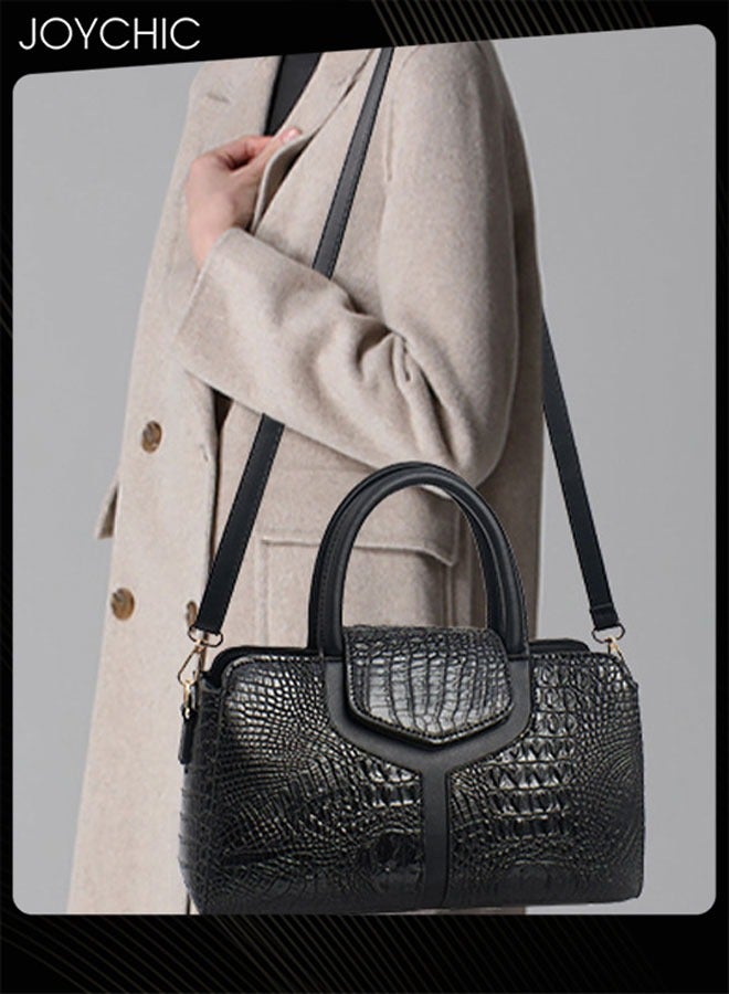 Joychic حقيبة يد نسائية بنمط تمساح سعة كبيرة مقاومة للاهتراء حقيبة كتف للسيدات - Image 1