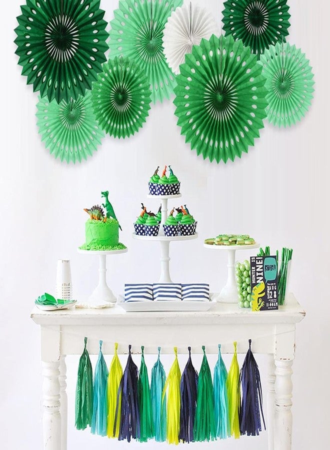 BEISHIDA Green White Party Decoration Hanging Honeycomb Round Paper Fans Kit for Theme Birthday Baby Shower Summer Forest Patrick's Irish Backdrop Party Supplies（11packs） - Image 5