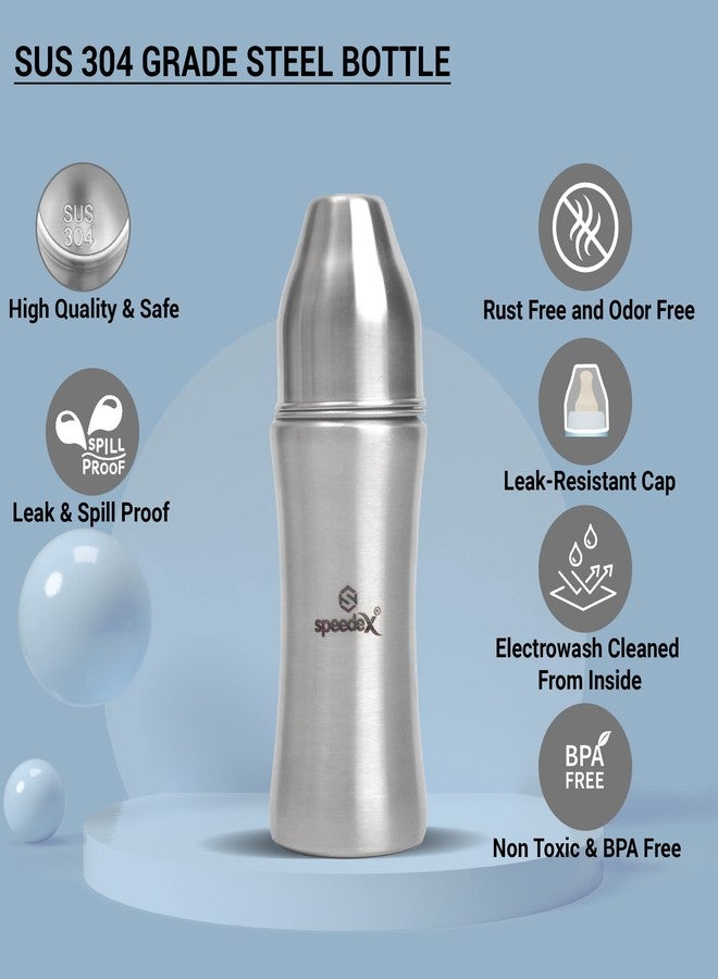 سبيديكس زجاجة رضاعة أطفال من الفولاذ المقاوم للصدأ من سبيدكس، سعة 250 مل، خالية من مادة BPA، مضادة للمغص، خالية من البلاستيك، حلمة متوسطة التدفق (بليس - 250 مل، حلمة إضافية مجانية) - Image 5
