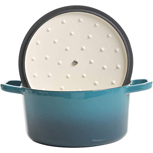 Crock-Pot Artisan 3-Quart Round Enameled Cast Iron Dutch Oven – Gradient Teal, Durable Heavy-Duty Cookware for Slow Cooking, Roasting, Baking with Lid - Image 4