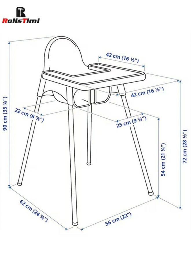 RollsTimi  Adjustable High Chair With Dining Tray And Safety Seat Belt For Children - Image 5