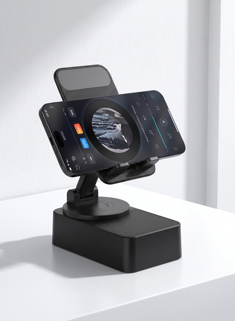 حامل موبايل مكتبي  وتابلت مع سبيكر بلوتوث M-1 Plus - دوران 360 درجة، بطارية 2000 مللي أمبير تدوم حتى ٧ ساعات، يدعم فلاشة USB، تصميم قابل للطي ومضاد للانزلاق - الألوان ترسل عشوئياً - Image 2