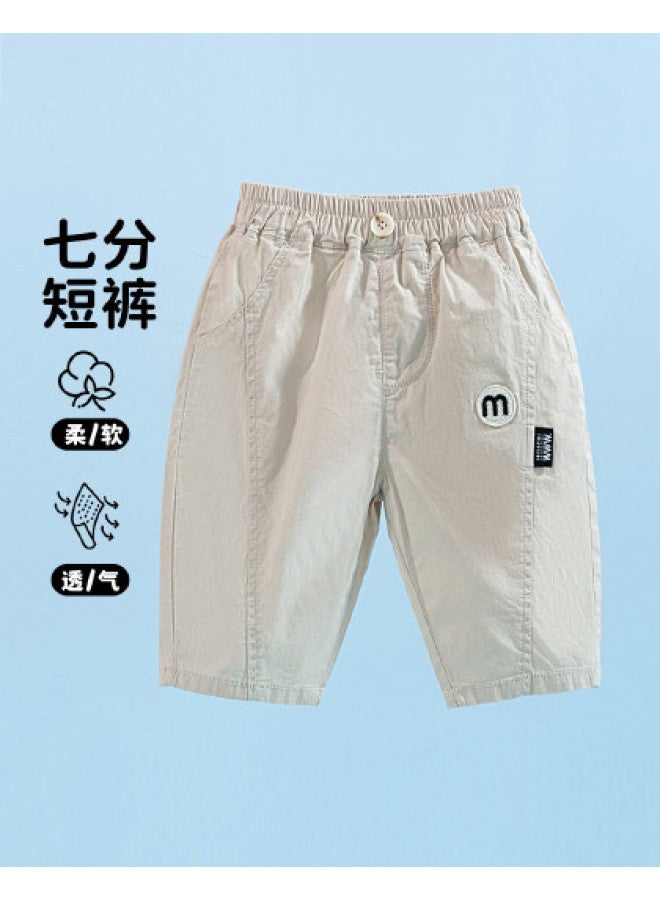 Bornbay boys' Seven-pants Summer Infant & Toddler Casual Pants Versatile Solid Color Straight Leg Trousers - Image 1