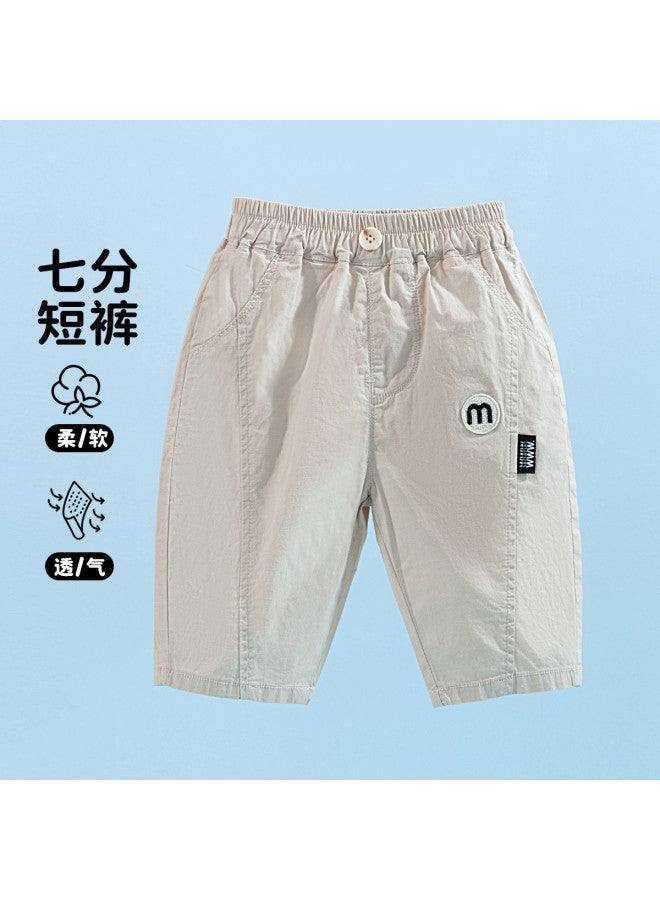 Bornbay boys' Seven-pants Summer Infant & Toddler Casual Pants Versatile Solid Color Straight Leg Trousers - Image 2