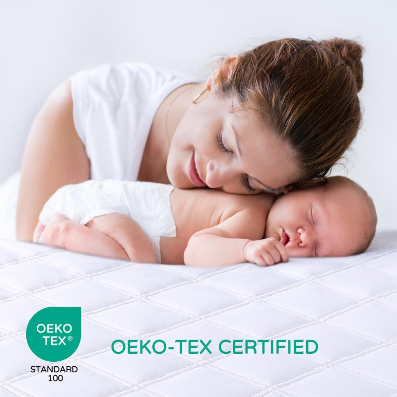 Yoofoss Waterproof Crib Mattress Protector, Quilted Crib Mattress Pad Cover Ultra Soft and Breathable, Machine Washable Toddler Mattress Protector for Standard Baby Crib Size 52''x28'' - Image 3