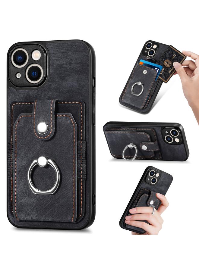 The Bros Phone Case For iPhone 12 mini Retro Skin-feel Ring Card Wallet Phone Phone Case  - Image 1